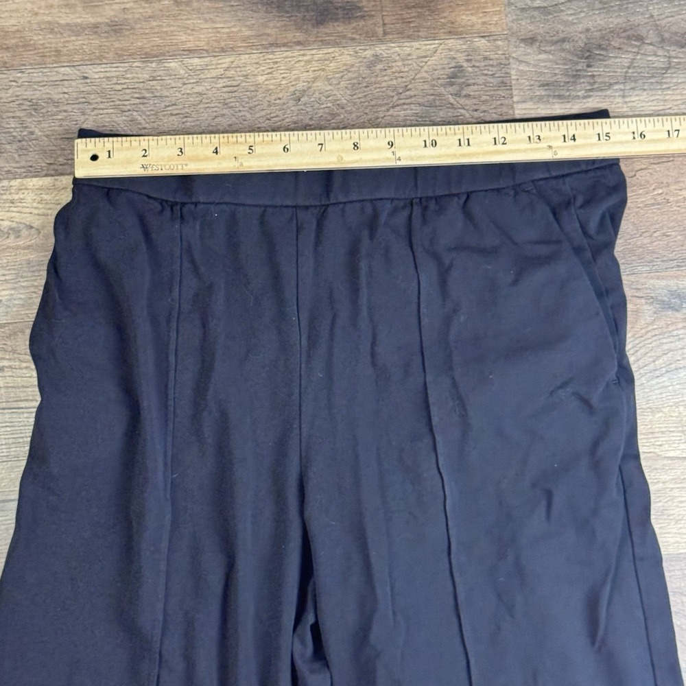 Eileen Fisher Organic Cotton Stretch Black Wide-Leg Pants Size Medium - Picture 6 of 10